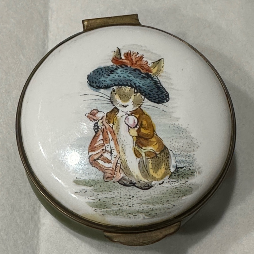 Crummles Benjamin Bunny Box-Vintage Crummles & Co. Beatrix Potter Enamel VGUC